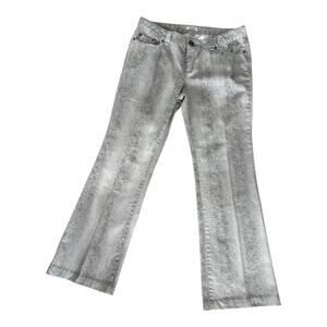 Vintage Y2K Grey Snakeskin Print Flare Jeans Mid Rise Mob Wife Indie 14